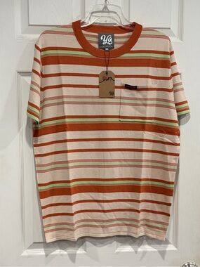 Yo Colorado Men's Medium Voyager Knit Tee Sand Red Stripes NWT Surf Culture